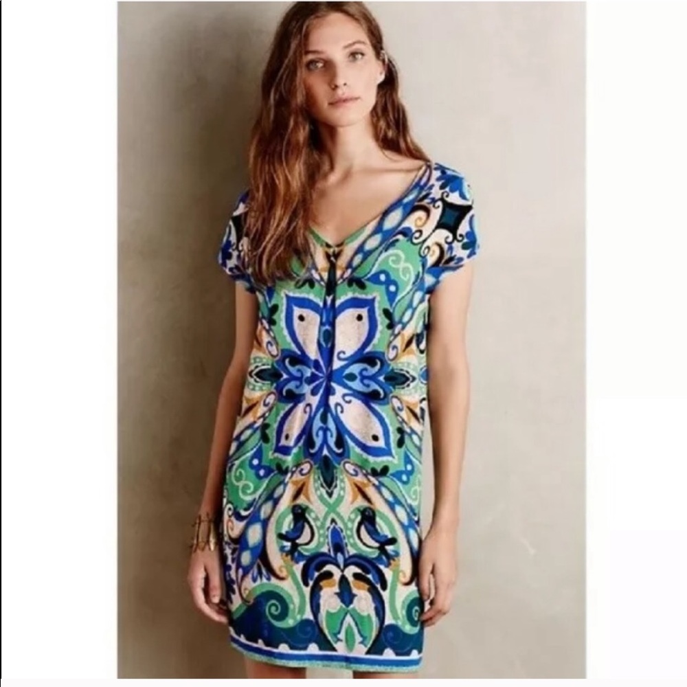 Anthropologie Maeve Folksong Shift V-Neck Dress